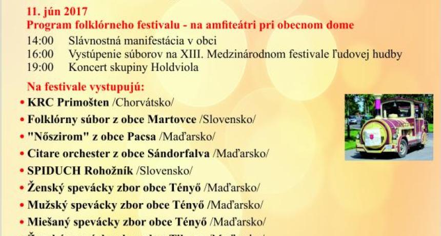 Pozvánka na XIII. Medzinárodný festival ľudovej hudby