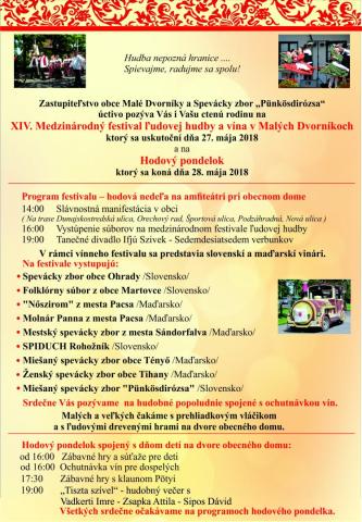 Pozvánka na XIV. Medzinárodný festival ľudovej hudby