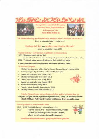 Pozvánka na XI. Medzinárodný festival ľudovej hudby