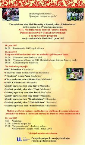 Pozvánka na XIII. Medzinárodný festival ľudovej hudby